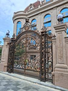 Puerta de Hierro de Estilo Francés con Recubrimiento en Polvo, con Soporte de Diseño en Línea, en Negro, Cobre, Bronce y Peltre - Product Image 3