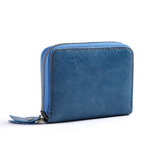 Dujiang Genuine Leather Accordion <b>Card</b> <b>Holder</b> Multi Slot Zipper <b>Wallet</b> For Credit <b>Cards</b> Everyday Use Blue - Product Image 4