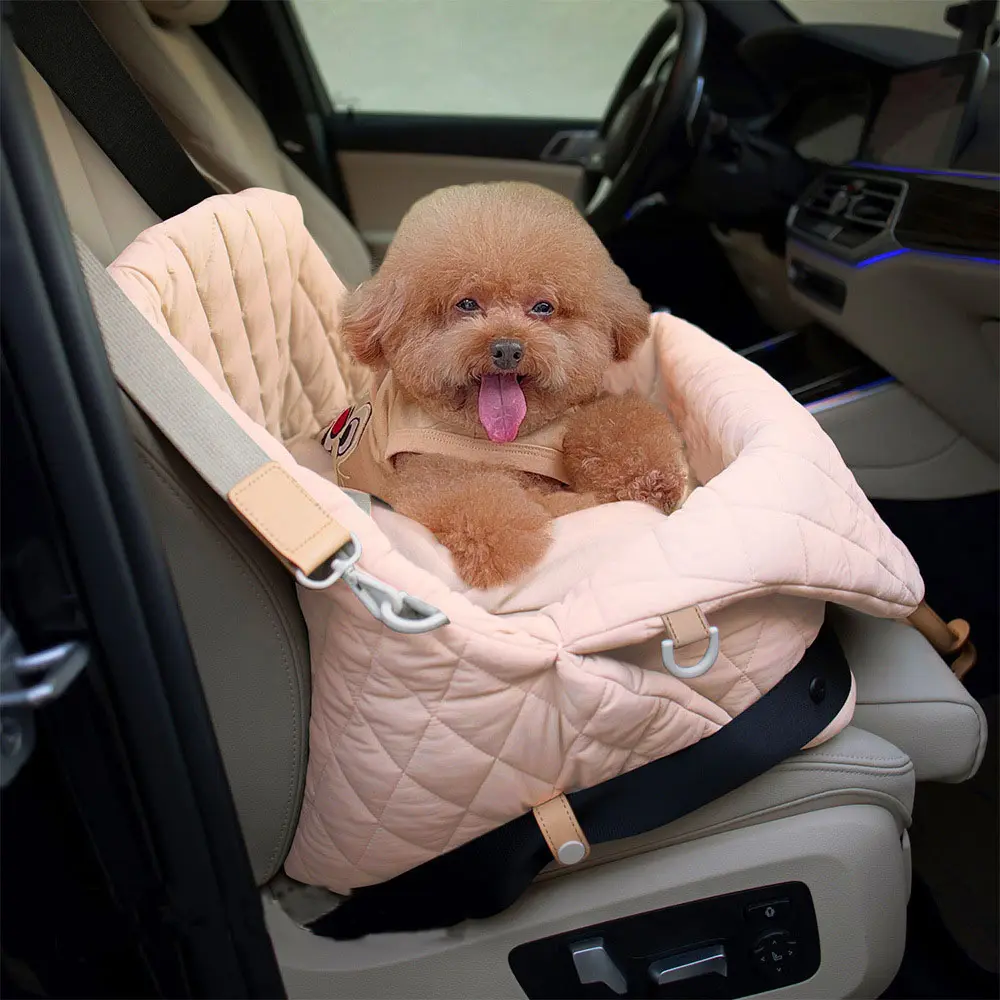 Hot Sale Dog Car Seat Puppy Portable Pet Booster Car Seat With Clip-On Safety Leash And PVC Fram Anti-Collapse