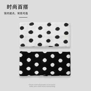 Bandeau de sport en fil tricoté à pois noir et blanc, imperméable, décontracté, tendance, 14 cm - Product Image 3