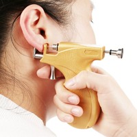 YICAI Pistolet Professionnel de Perçage en Acier Inoxydable pour Ventre, Nez, Hélix et Lobe, Kit de Machine à Percer l'Oreille en Acier Noir