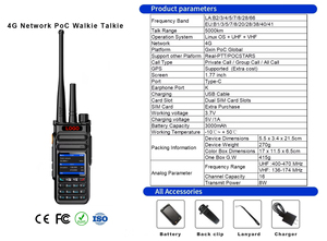 วิทยุสื่อสาร CE FCC Rohs MK888 4G Poc + วิทยุอนาล็อก พร้อมซิมการ์ด & GPS UHF VHF โหมดคู่ รองรับเครือข่ายสาธารณะทั่วโลก ระบบ Linux OX วอล์คกี้ทอล์คกี้ - Product Image 3