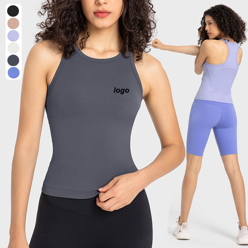 Wholesale Custom Vest Naked-Feel High Elastic Sports Tank Top Women Slimming Yoga Sleeveless Shirt Streetwear Gym Clothes