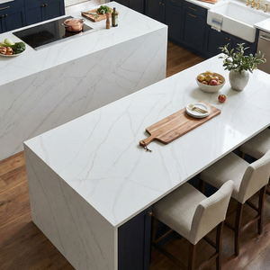 Losa de Cuarzo de Piedra Sintética Blanca con Patrón Intenso y Distintivo para Proyectos Comerciales de Encimeras, Mesas de Trabajo y Tocadores de Cocina - Product Image 3