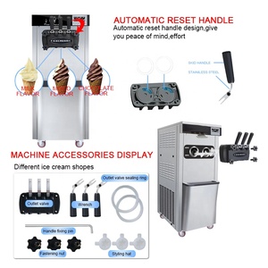 Máquina automática comercial para hacer helados de servicio suave, nuevo uso doméstico, tres sabores, yogur, leche, Chocolate, agua, Motor económico - Product Image 6