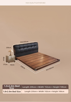 Lit double en cuir de style italien minimaliste moderne du milieu du siècle avec finition crème pour chambre principale