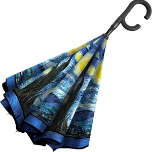 High Quality Modern Manual 23-Inch X 8-Ribs Walking Style Straight Fiberglass Waterproof <b>Umbrella</b> Famous Painting Customizable - Product Image 3
