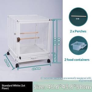 Custom Luxury Modern Classic Glass Stainless Steel <b>Small</b> Bird Breeding Parrot Cage - Product Image 2
