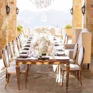 Wholesale Luxury Furniture <b>Gold</b> Stainless Steel Stacking Leather Event Banquet Wedding Tables <b>Chair</b> for Hotel - Product Image 6