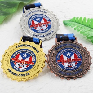 Médailles de sport personnalisées en alliage de zinc plaqué or, argent, <span class=keywords><strong>bronze</strong></span>, avec logo en émail et bord festonné, pour <span class=keywords><strong>la</strong></span> natation (Piscina Corta) - Product Image 6