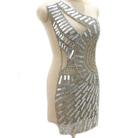 WDP-513 Keering Strass brillant effet miroir à coudre pour robes de soirée longues, motif femme sexy