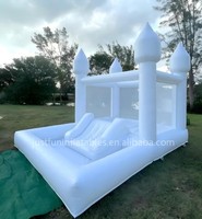 Maison de rebond blanche gonflable de toboggan aquatique de location de fête de mariage de haute qualité avec piscine à balles