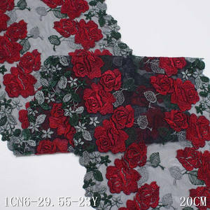 Lebar 20 Cm Bunga Mawar Poliester 3 D Kain Potong Renda Bordir Lembut 2 Warna untuk Pakaian Dalam Pakaian Formal - Product Image 6