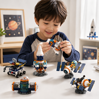 Bloques de Construcción EPT para Exploración Espacial, 12 Piezas, Mini Cohete, Satélite, Rover, Juguete de Construcción STEM Aeroespacial para Niños