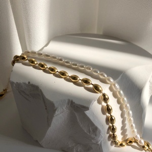Collier de perles en acier inoxydable tendance avec perles d'eau douce naturelles irrégulières - Product Image 6