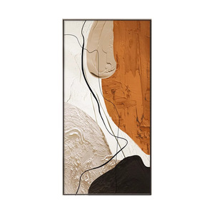 Peinture décorative abstraite sur toile à l'huile, cadre rectangulaire noir texturé, moderne, pour entrée - Product Image 5