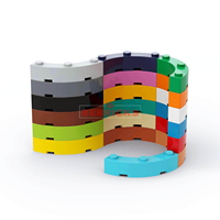 BEBRICKS Série de pièces de construction 48092 Brique à coins arrondis 4x4 Macaroni avec 3 goujons, ensembles de pièces de construction pour MOC