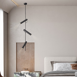 Design creativo moderno nero tubo di acciaio camera da letto lampada pendente <span class=keywords><strong>lampadario</strong></span> 360 gradi regolabile a sospensione faretto - Product Image 4