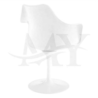 Fauteuil de salle à manger design en fibre de verre Fauteuil tulipe confortable en métal Coussin en tissu tulipe Chaise de restaurant style royal