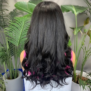 Oferta de Fábrica FH: Peluca de Cabello Humano con Flequillo y Ondas Sueltas 4x4, Peluca con Flecos de Encaje SSD, 22 Pulgadas, Doble Trama, Larga - Product Image 3