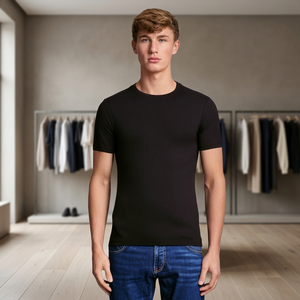 T-shirt de compression personnalisé pour homme, impression sérigraphique, col rond, manches courtes, tricoté, vente en gros d'usine - Product Image 4