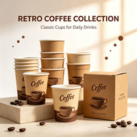 Gobelets en papier jetables imprimés rétro à motif de tasse à café, pour boissons chaudes, pour café à emporter, usage quotidien à la maison
