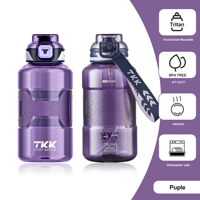 Bouteille d'eau portable réutilisable en Tritan violet avec sangle, design personnalisé, pour gérer le temps