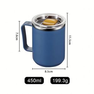 Thermos de voyage en acier inoxydable à double paroi personnalisé, 450 ml, sans BPA, anti-fuite, avec poignée, tasse de bureau - Product Image 2