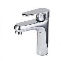 Robinet de lavabo monotrou en chrome poli, mitigeur de salle de bain à levier unique, corps colonne moderne