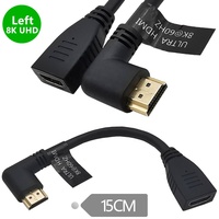 Adaptateur de câble court 8K HDMI 90 degrés à angle droit mâle vers femelle HDMI 2.1 48Gbps avec vidéo 8K 60Hz et HDR 3D pour TV/Xbox /PS4