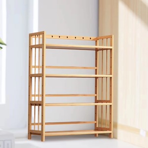 Large-capacity modern durable freestanding 4-tier bamboo bookshelf/storage <b>rack</b> for <b>kitchen</b> and living room - Product Image 3