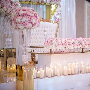 <strong>Wedding</strong> <strong>Table</strong> <strong>Top</strong> <strong>Decorations</strong> Round Shape Flower Arrange Centerpieces Glass Hanging Crystals Flower Stands Wholesale - Product Image 2