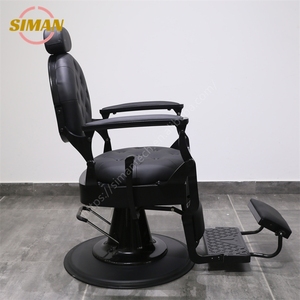 Siman Chaise <span class=keywords><strong>de</strong></span> coupe <span class=keywords><strong>de</strong></span> cheveux pour hommes Chaise <span class=keywords><strong>de</strong></span> barbier en acier inoxydable Accoudoir pivotant Noir Pliable Barber Shop Meubles Abordable - Product Image 3