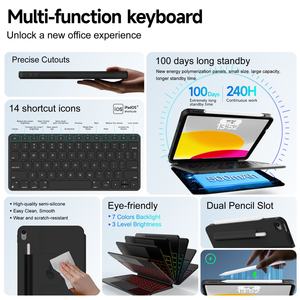 Clavier avec étui pour iPad, vente flash d'usine, clavier rotatif avec rétroéclairage 7-RGB, grand pavé tactile précis pour iPad 10e et 11e génération, nouveau produit - Product Image 4