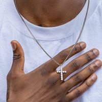 1.1ct VVS1 Moissanite Croix Pendentif 925 Chaîne En Argent Sterling 14K Plaqué Or Bijoux Femmes Charme Laboratoire Diamant Crucifix Collier