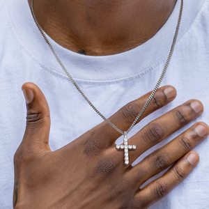 1.1ctVVS1 모이사나이트 크로스 펜던트 925 스털링 실버 체인 14K 골드 도금 보석 여성 매력 실험실 다이아몬드 십자가 목걸이 - Product Image 2