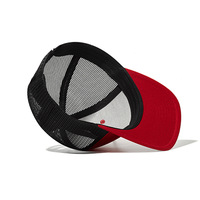 Gorra Trucker Premium Roja y Negra con Bordado 3D, Gorra de Béisbol de Malla, Gorra para Protección Solar al Aire Libre, para Senderismo y Pesca