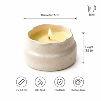 YBH Mini Portavelas de Cerámica Mate Ecológico con Diseño de Puntos, Contenedor Vacío para Cera de Soja con Borde Ondulado, Venta al por Mayor, Logotipo Personalizado, Decoración del Hogar