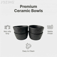 Bol à riz en céramique et porcelaine texturée noir mat écologique et durable de 4,5 pouces, bol à sauce en porcelaine pour restaurant et hôtel