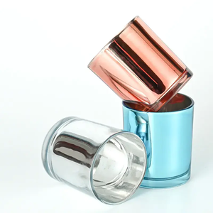 Pot à bougie <span class=keywords><strong>en</strong></span> verre coloré électroplaqué <span class=keywords><strong>de</strong></span> 220 ml et 315 ml avec couvercle <span class=keywords><strong>en</strong></span> bambou et métal – Vente chaude - Product Image 5