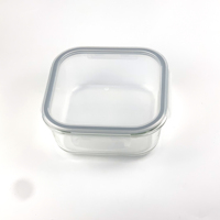 Boîte à lunch bento carrée exquise en verre borosilicate de haute qualité, capacité 0,6L-2,6L, écologique et durable, avec couvercle hermétique pour le stockage des aliments