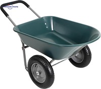 Chariot de jardin robuste à deux roues pour travaux de jardinage, en plastique durable pour le transport de terre et de briques