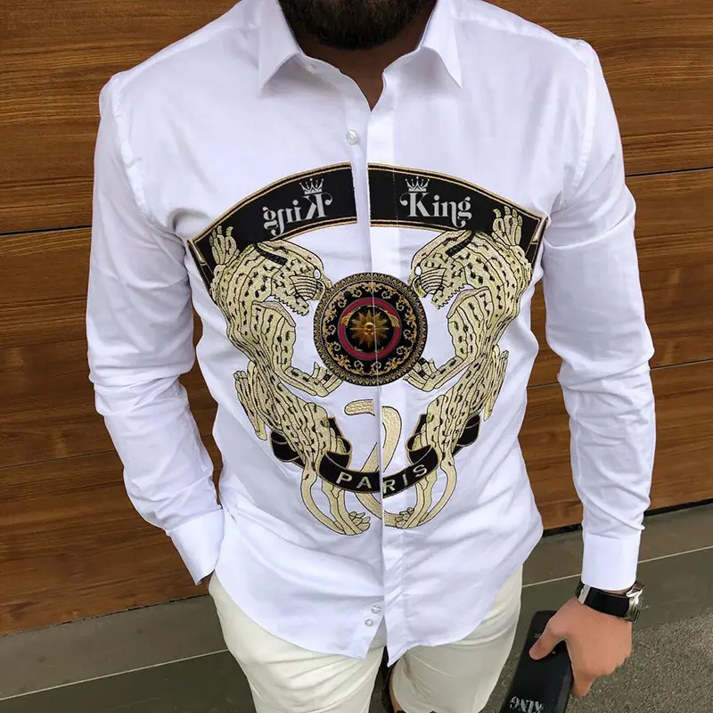 OEM personalizado al por mayor solapa de un solo pecho Hawaii manga larga más tamaño playa camisa Top hombre flor camisa 3D impresión camiseta
