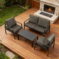 Ensemble de table et de chaises de jardin Uplion 4PCS KD en aluminium, résistant à l'eau, durable, avec coussins, meubles de jardin