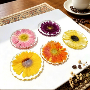 Real Gerbera Daisy <strong>Plastic</strong> Coasters Handmade Dried Flowers Heat Resistant Insulated <strong>Pot</strong> Holder Dining Mat Pastoral <strong>Table</strong> - Product Image 3