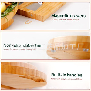 Ensemble de planches à fromage en bambou Zhongshuo avec plateau en céramique et 4 couteaux pour servir fruits, pain et fromage, usage domestique - Product Image 4