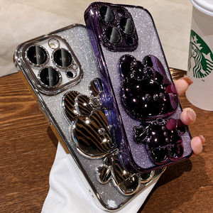 Honatop เคสมือถือลายกระต่ายสำหรับผู้หญิง, เคสมือถือแวววาวไล่ระดับสีสุดหรูสำหรับ <span class=keywords><strong>iPhone</strong></span> 16 15 14 13 <span class=keywords><strong>12</strong></span> 11 <span class=keywords><strong>Pro</strong></span> <span class=keywords><strong>Max</strong></span> PLUS - Product Image 3