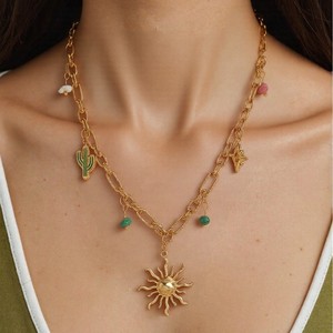 Bãi biển Kỳ nghỉ phong cách mặt trời Mặt dây chuyền dây chuyền đa yếu tố cá Seashell + ốc xà cừ + Mặt dây chuyền + Vòng Cổ Phụ nữ giản dị phụ kiện trang sức - Product Image 2