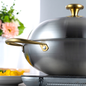 Utensilios de cocina de acero inoxidable 304, <span class=keywords><strong>Wok</strong></span>, sartén de 5 capas con tapa - Product Image 3