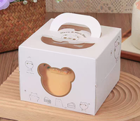 Boîte à gâteau minimaliste avec fenêtre transparente et poignée robuste, emballage élégant pour pâtisseries et desserts, logo personnalisé disponible